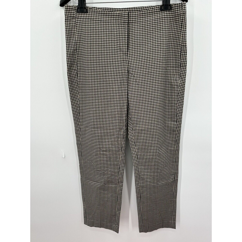 J. Jill Ankle Pants 10 Women's Black Tan Check Plaid Preppy Academia Classic